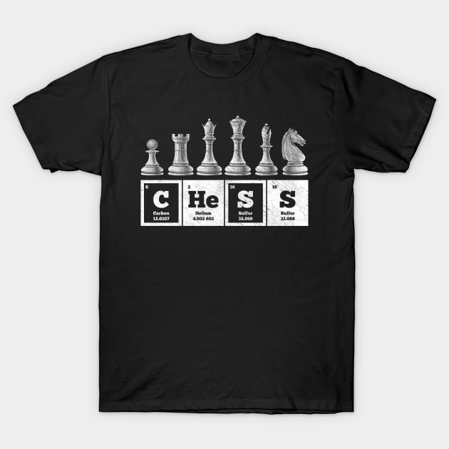 Funny Chess Player Game Board Periodic Table of Elements T-Shirt by merchmafia